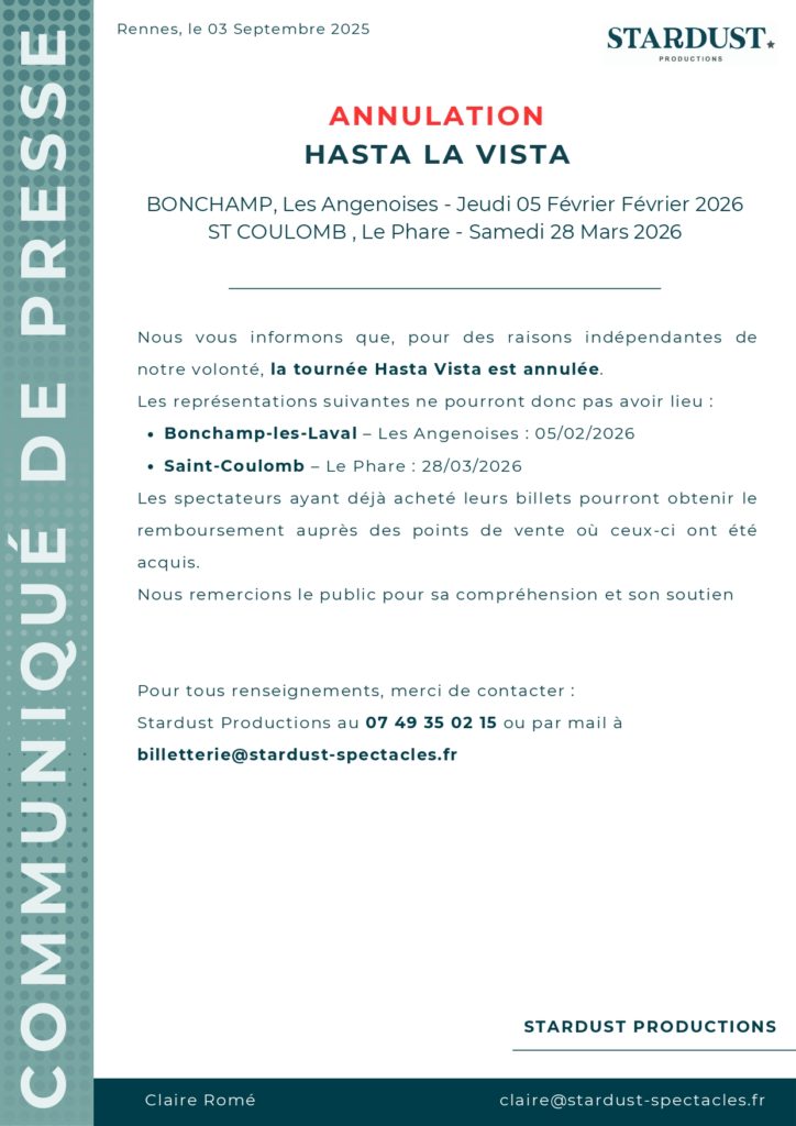 ANNULATION HASTA LA VISTA